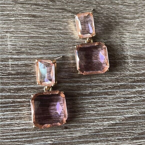 Pink Clear stone earrings A45 - Picture 4 of 5